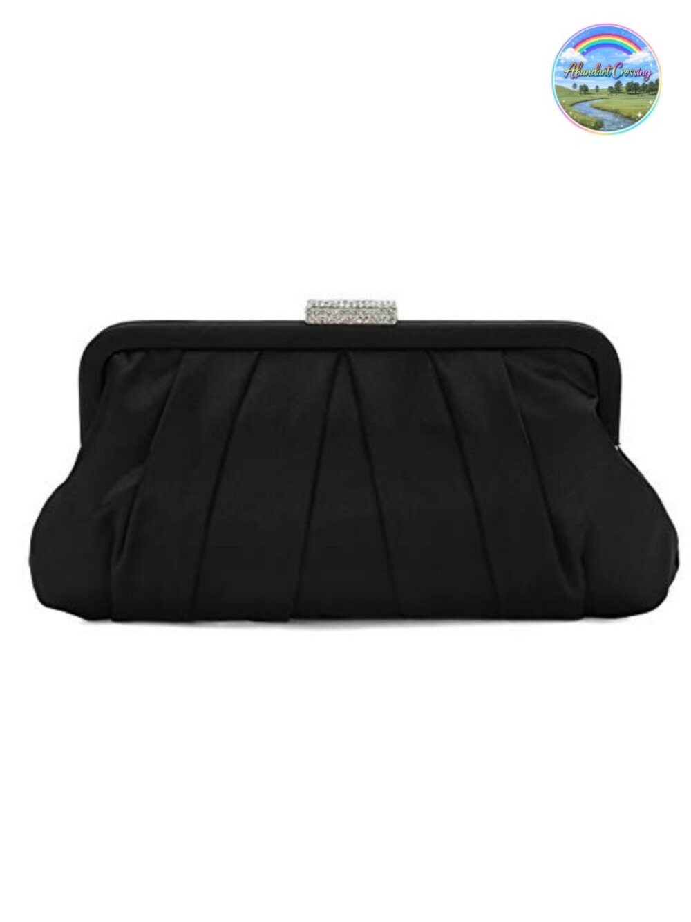 Pleated Satin Clutch Diamante Embellished Formal Evening Bag Wedding Prom